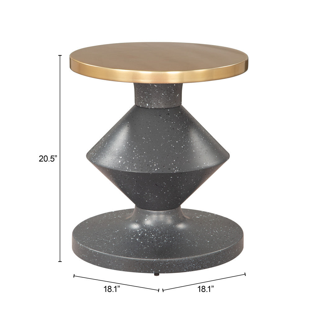 21" Gold Iron Pedestal End Table