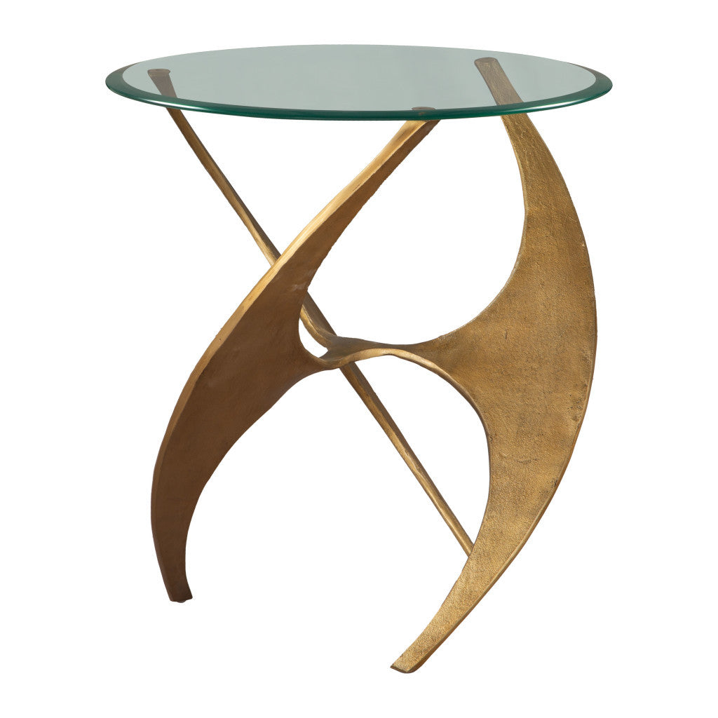 23" Gold Aluminum Pedestal End Table