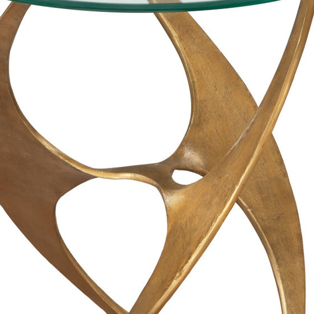 23" Gold Aluminum Pedestal End Table