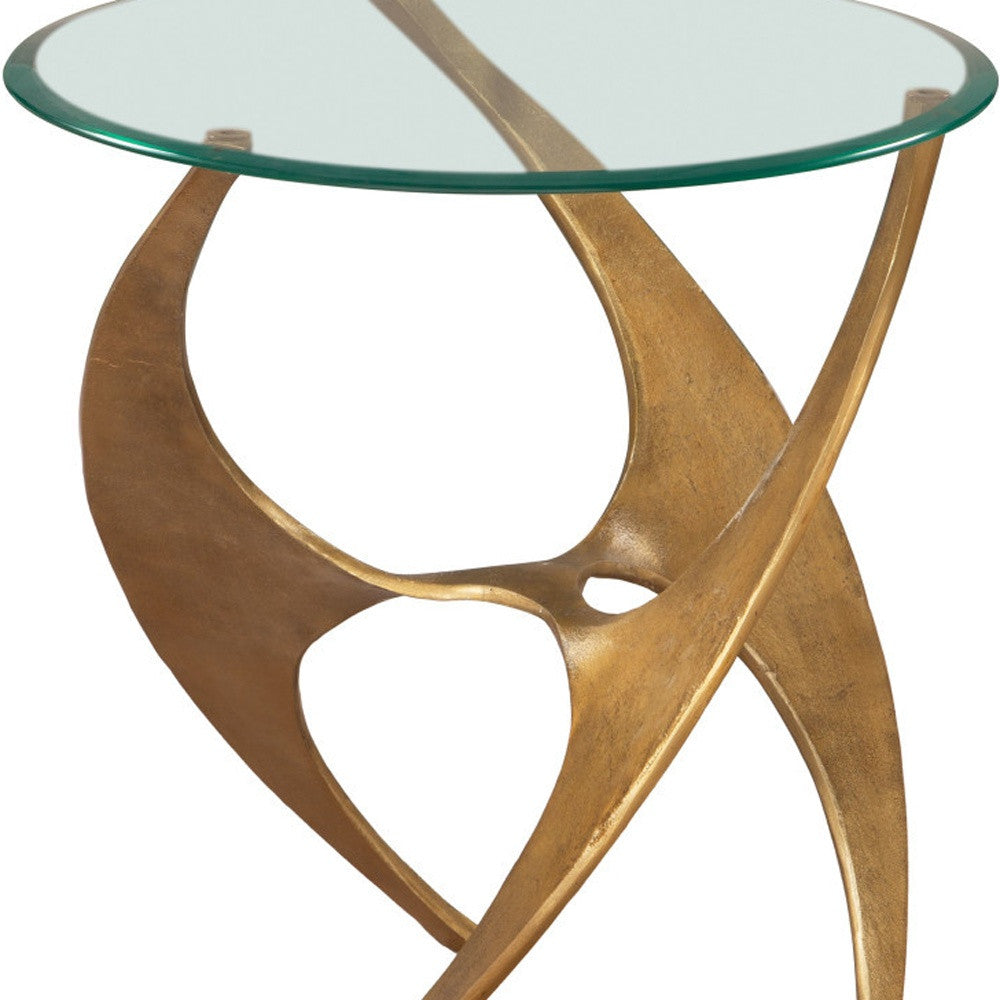 23" Gold Aluminum Pedestal End Table