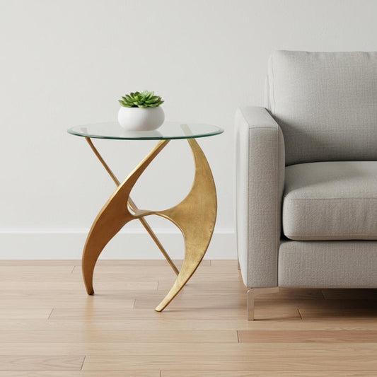 23" Gold Aluminum Pedestal End Table