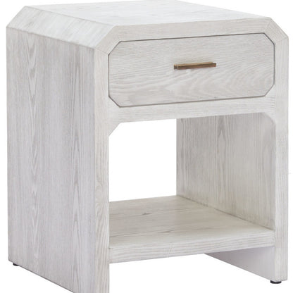 20" White Wood Pedestal End Table With Drawer