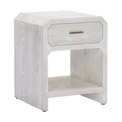 20" White Wood Pedestal End Table With Drawer