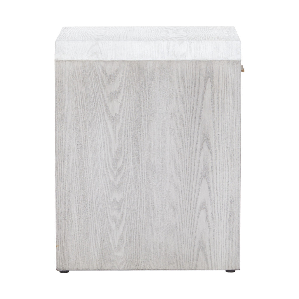 20" White Wood Pedestal End Table With Drawer