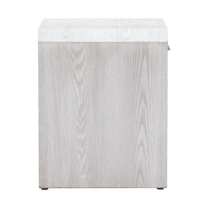 20" White Wood Pedestal End Table With Drawer
