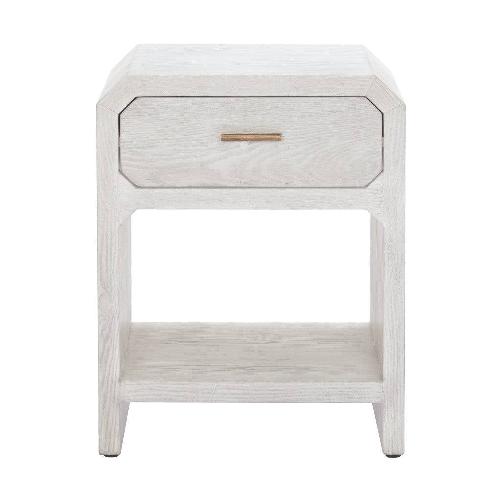 20" White Wood Pedestal End Table With Drawer