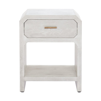 20" White Wood Pedestal End Table With Drawer