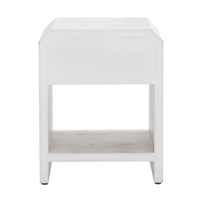 20" White Wood Pedestal End Table With Drawer