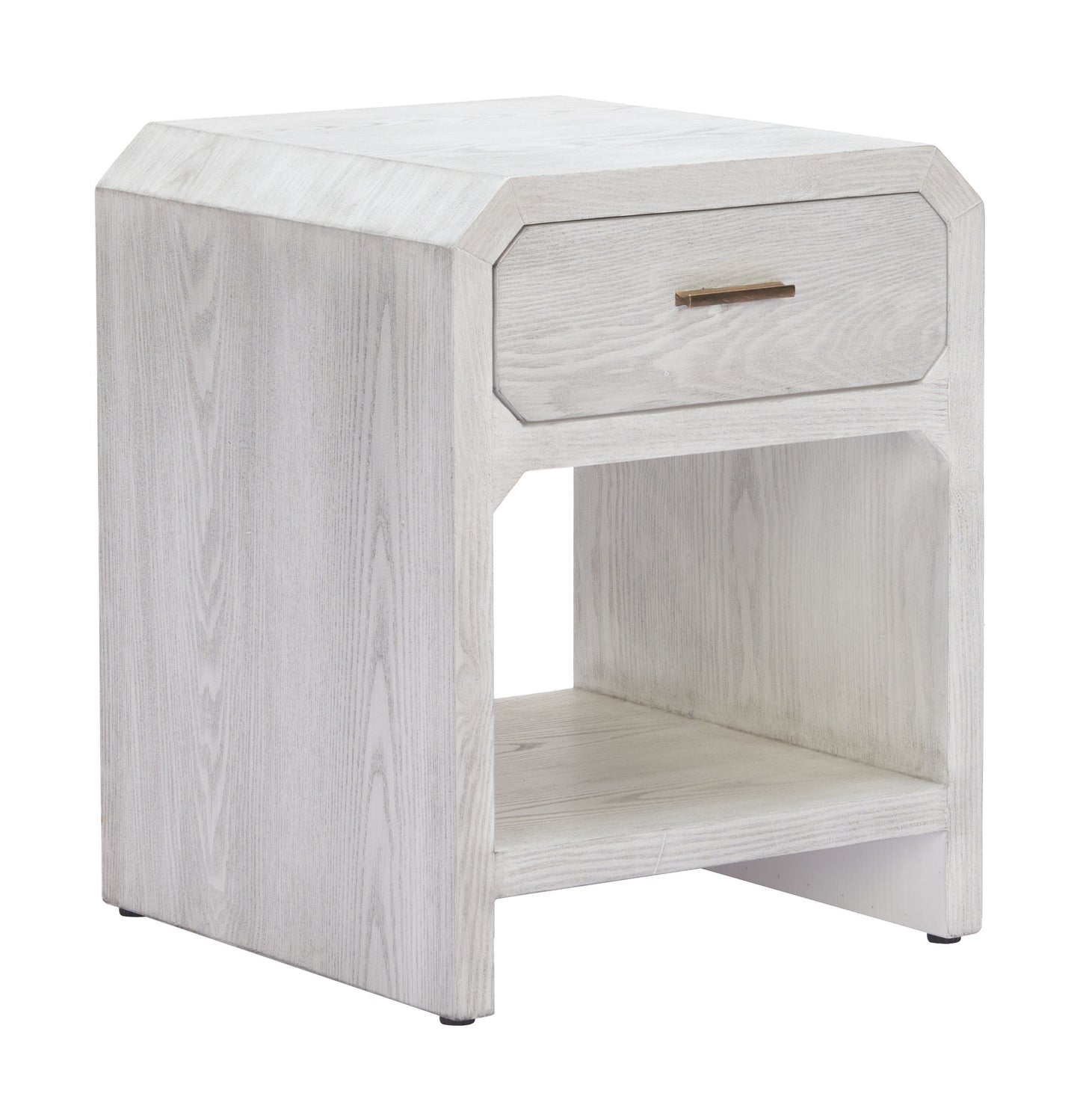 20" White Wood Pedestal End Table With Drawer
