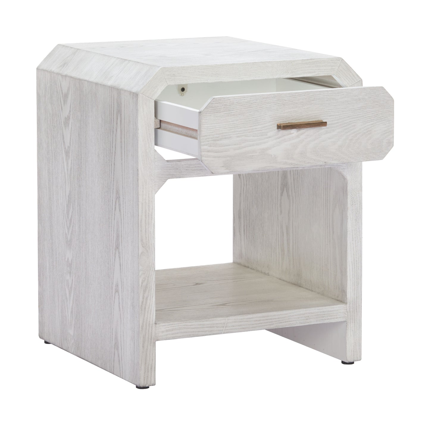20" White Wood Pedestal End Table With Drawer
