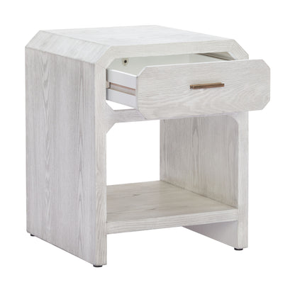 20" White Wood Pedestal End Table With Drawer