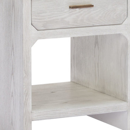 20" White Wood Pedestal End Table With Drawer