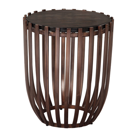 22" Bronze Iron Pedestal End Table
