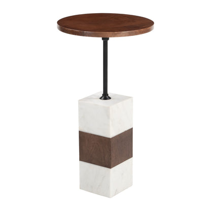 22" White Marble Pedestal End Table