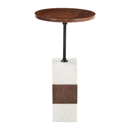 22" White Marble Pedestal End Table