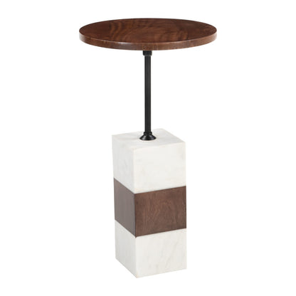 22" White Marble Pedestal End Table