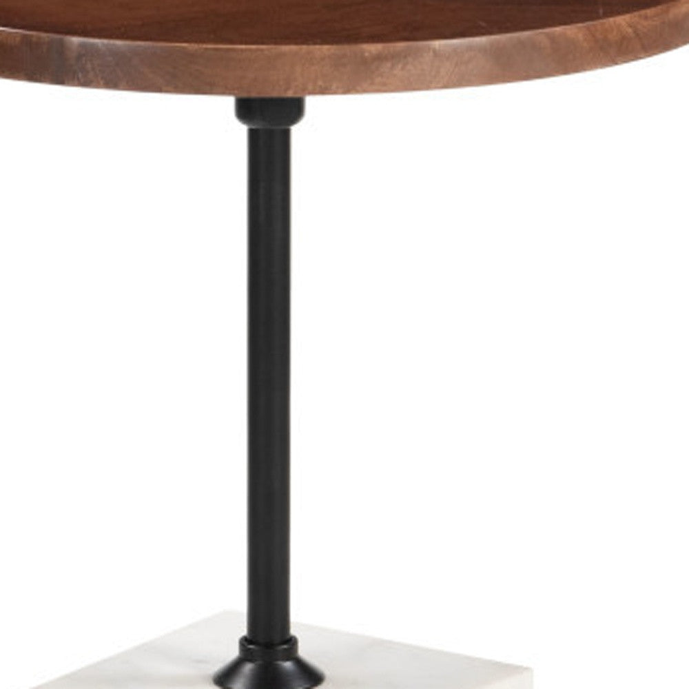 22" White Marble Pedestal End Table