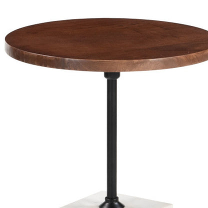 22" White Marble Pedestal End Table