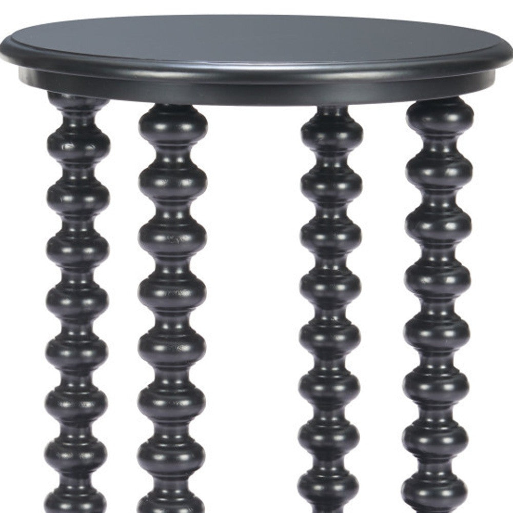 24" Black Solid Wood Pedestal End Table