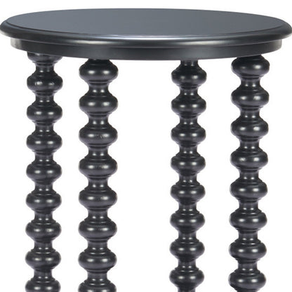 24" Black Solid Wood Pedestal End Table