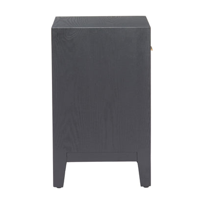 22" Black Solid Wood Pedestal End Table With Drawer