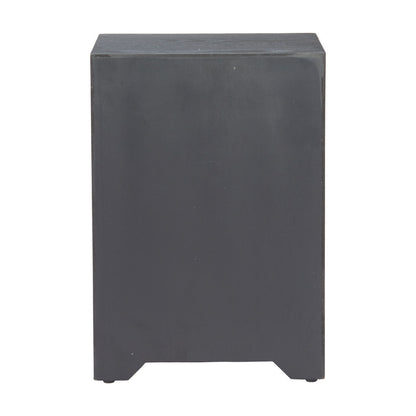 22" Black Solid Wood Pedestal End Table With Drawer