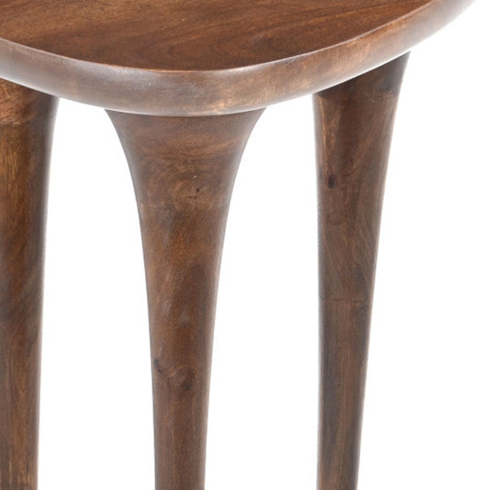 22" Brown Wood Pedestal End Table
