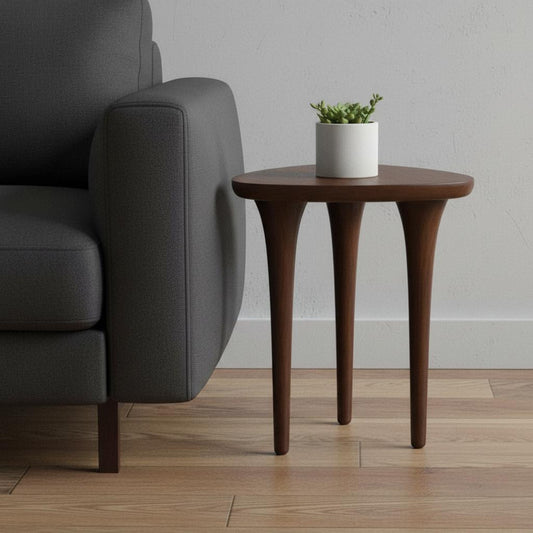 22" Brown Wood Pedestal End Table