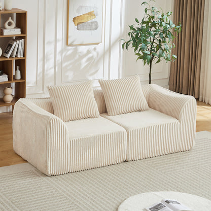 Minimalist Corduroy Sofa Featuring Curved Lines