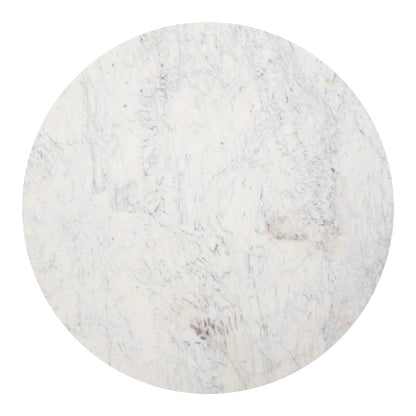 51" White Marble and Wood Pedestal Base Round Top Dining Table