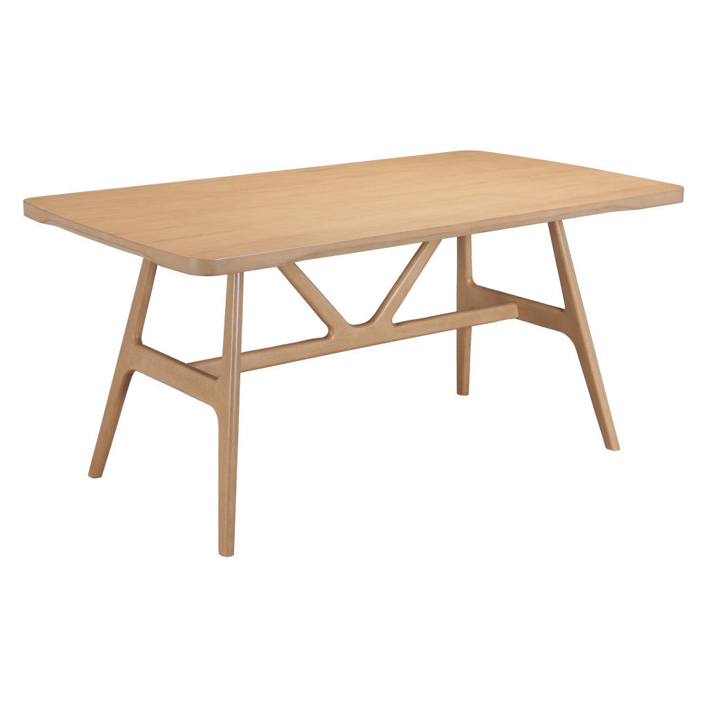 63" Natural Wood and Solid Wood Pedestal Base Dining Table
