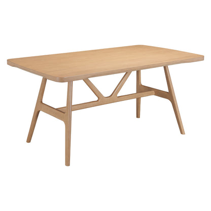 63" Natural Wood and Solid Wood Pedestal Base Dining Table