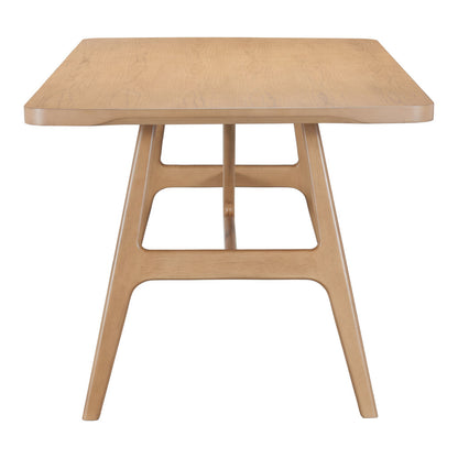 63" Natural Wood and Solid Wood Pedestal Base Dining Table