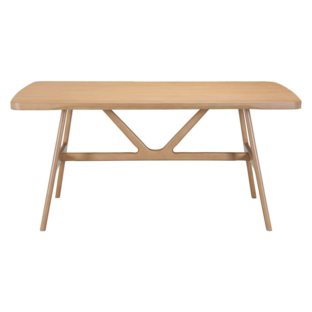 63" Natural Wood and Solid Wood Pedestal Base Dining Table
