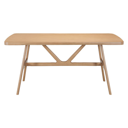 63" Natural Wood and Solid Wood Pedestal Base Dining Table