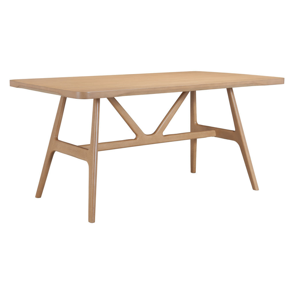 63" Natural Wood and Solid Wood Pedestal Base Dining Table