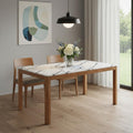 63" White Wood and Solid Wood Dining Table