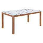 63" White Wood and Solid Wood Dining Table