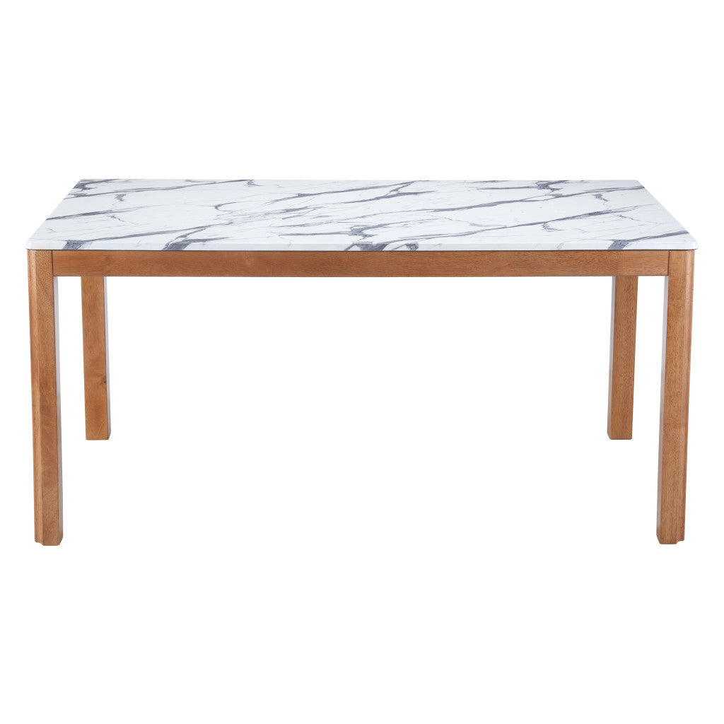 63" White Wood and Solid Wood Dining Table