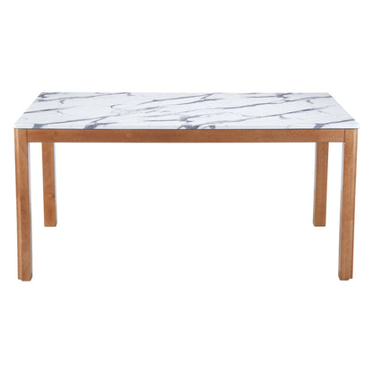 63" White Wood and Solid Wood Dining Table