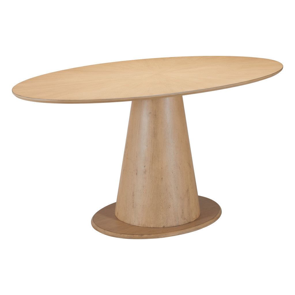71" Natural Wood and Solid Wood Oval Dining Table
