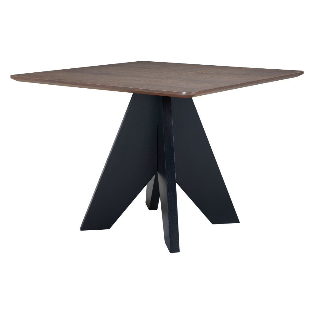 41" Espresso Wood and Solid Wood Pedestal Base Square Dining Table