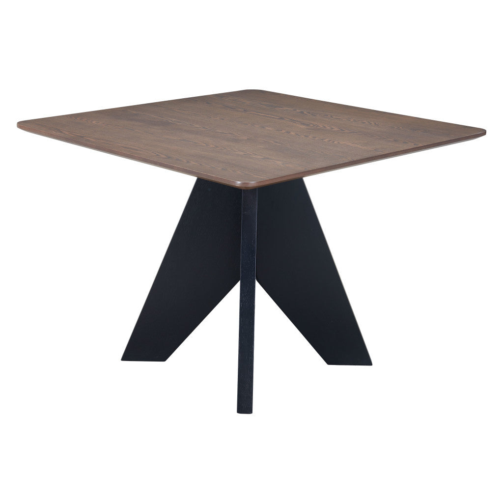 41" Espresso Wood and Solid Wood Pedestal Base Square Dining Table