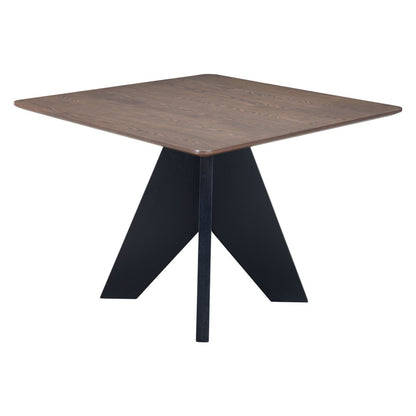 41" Espresso Wood and Solid Wood Pedestal Base Square Dining Table