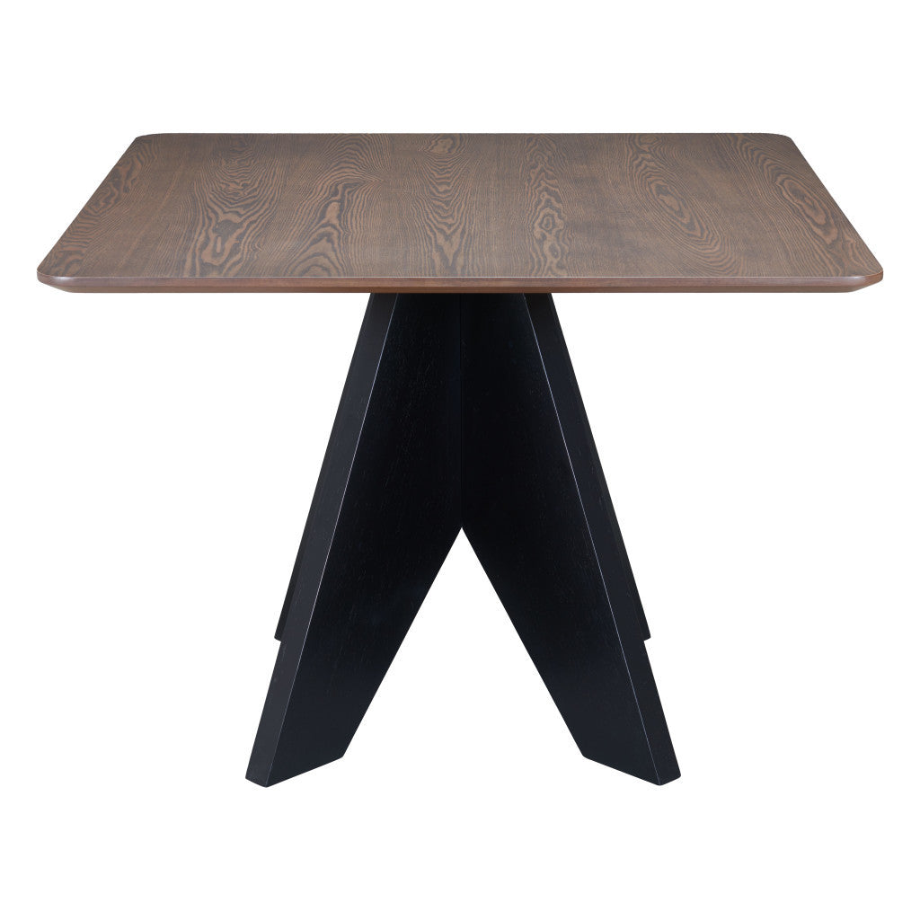 41" Espresso Wood and Solid Wood Pedestal Base Square Dining Table
