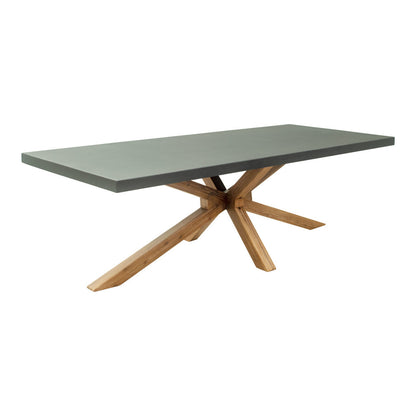 95" Gray Wood and Solid Wood Pedestal Base Dining Table