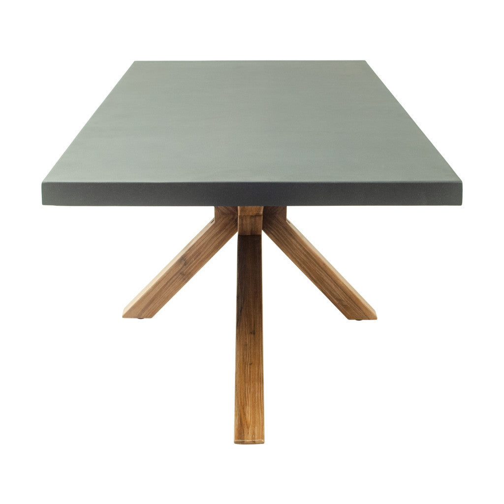 95" Gray Wood and Solid Wood Pedestal Base Dining Table