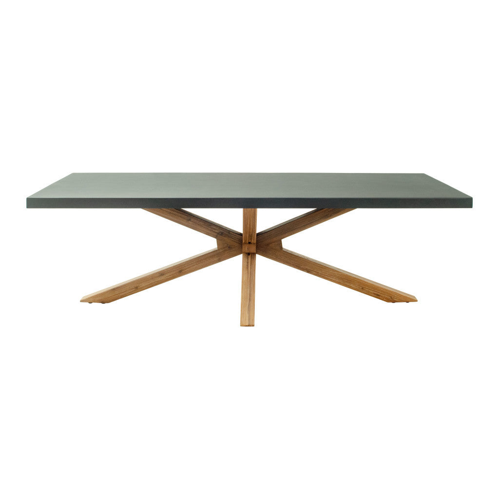95" Gray Wood and Solid Wood Pedestal Base Dining Table