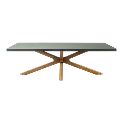 95" Gray Wood and Solid Wood Pedestal Base Dining Table