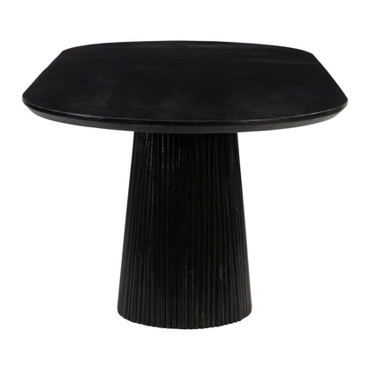 81" Black Solid Wood and Wood Pedestal Base Oval Dining Table